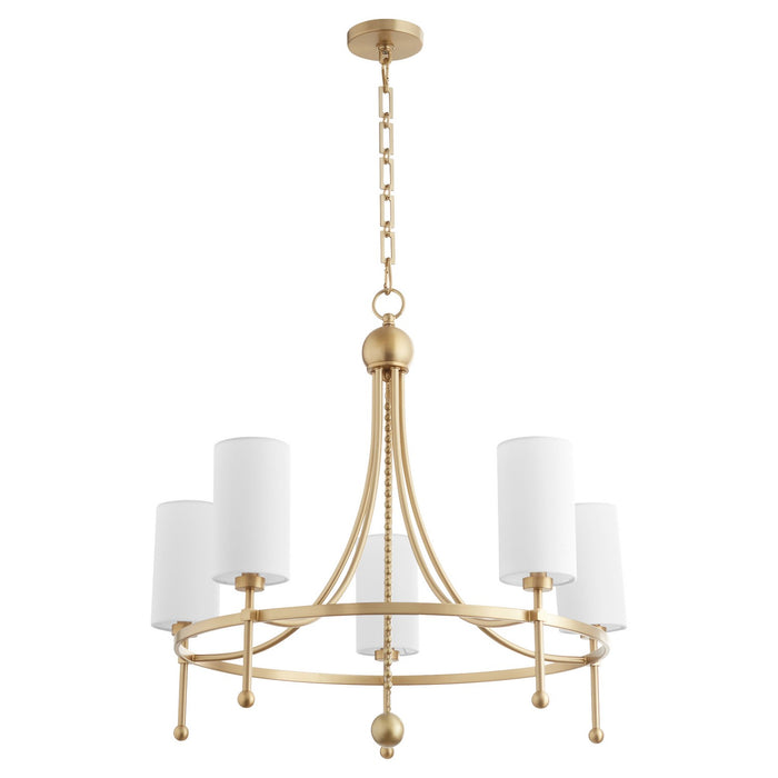 Quorum 664-5-80 Five Light Chandelier, Aged Brass
