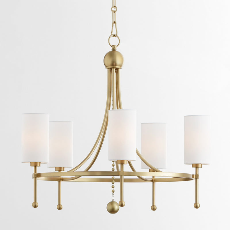 Quorum 664-5-80 Five Light Chandelier, Aged Brass