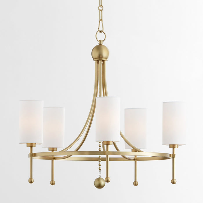 Quorum 664-5-80 Five Light Chandelier, Aged Brass