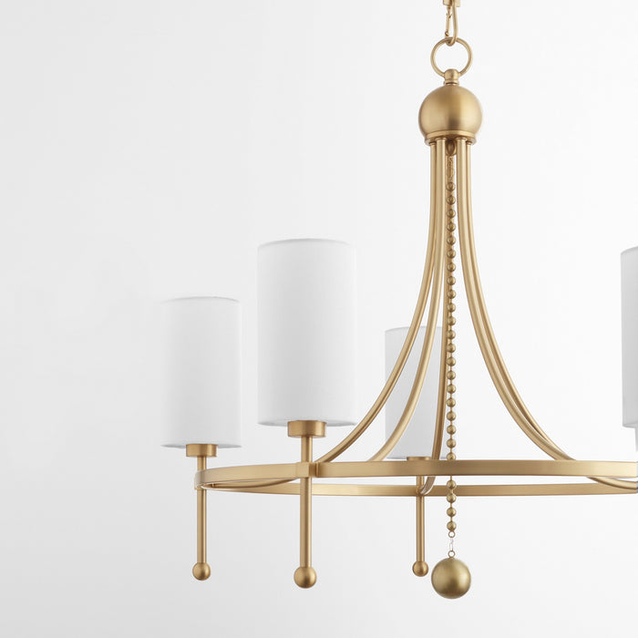 Quorum 664-5-80 Five Light Chandelier, Aged Brass