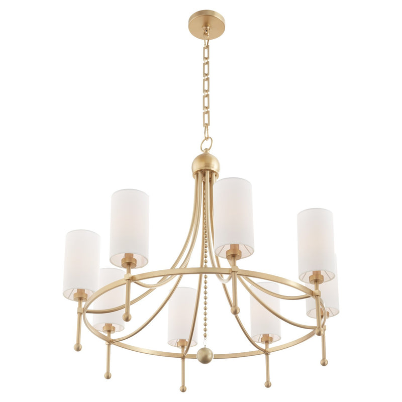 Quorum 664-8-80 Eight Light Chandelier, Aged Brass