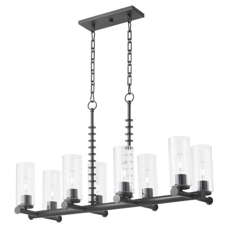 Quorum 651-8-59 Eight Light Linear Chandelier, Matte Black