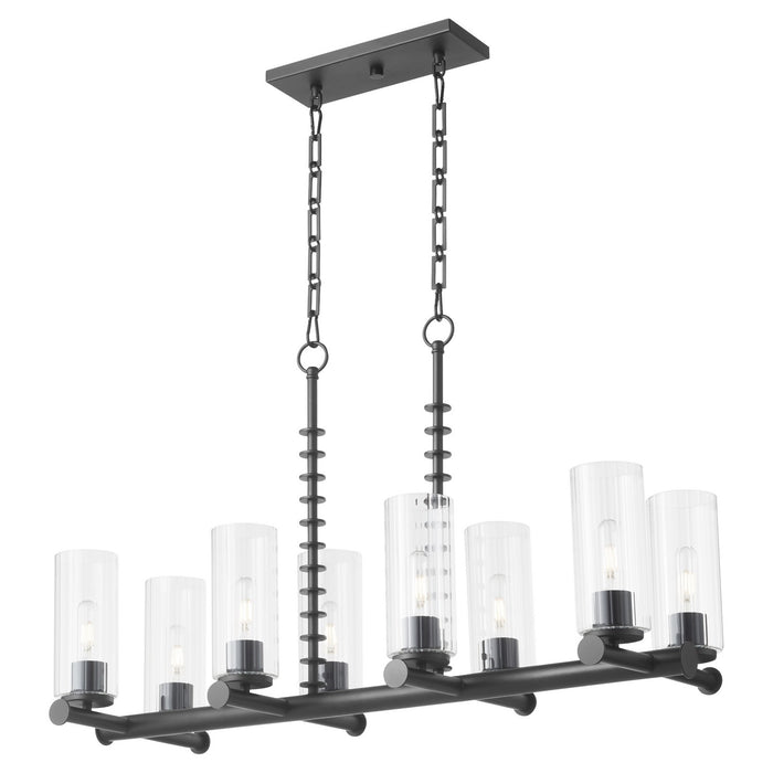 Quorum 651-8-59 Eight Light Linear Chandelier, Matte Black