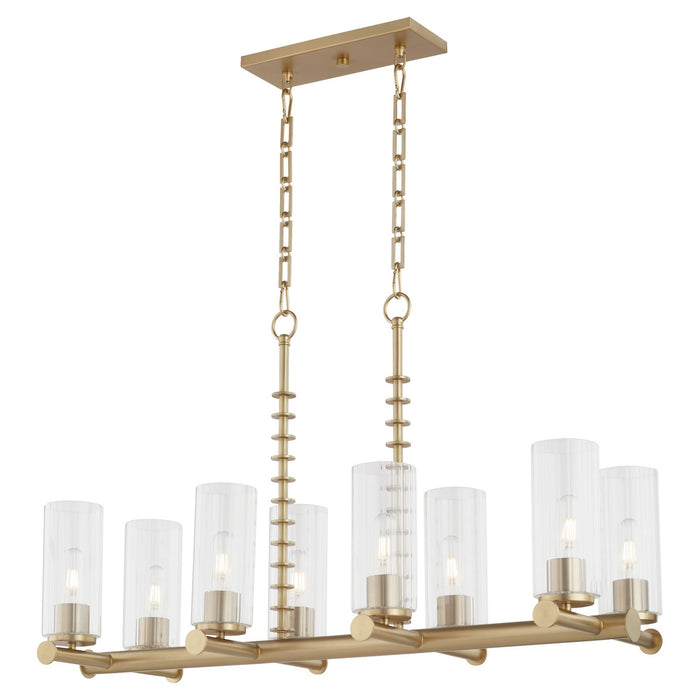 Quorum 651-8-80 Eight Light Linear Chandelier, Aged Brass