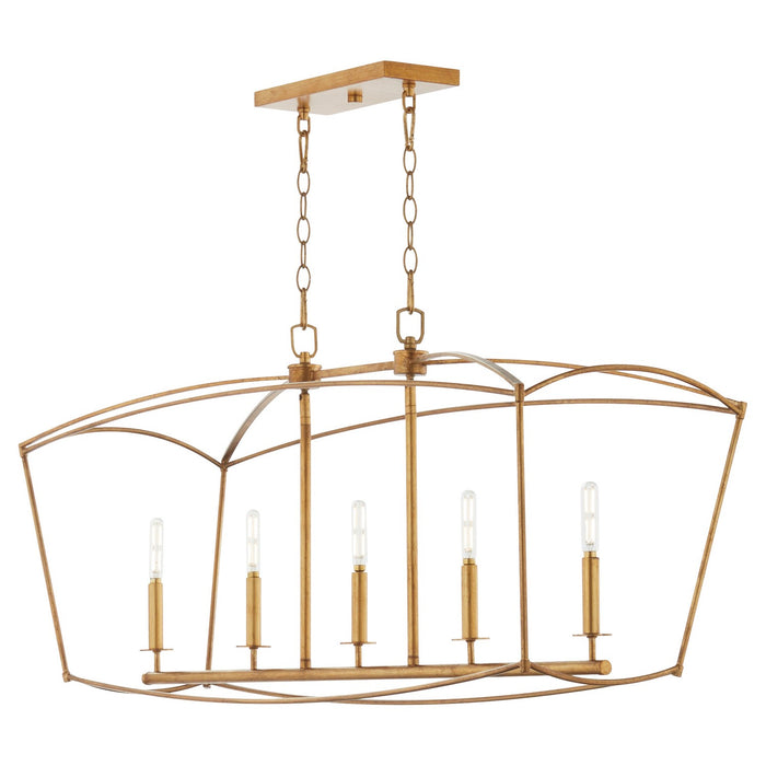 Quorum 6512-5-74 Five Light Chandelier, Gold Leaf