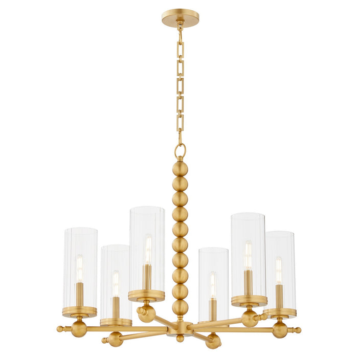 Quorum 660-6-80 Six Light Chandelier, Aged Brass
