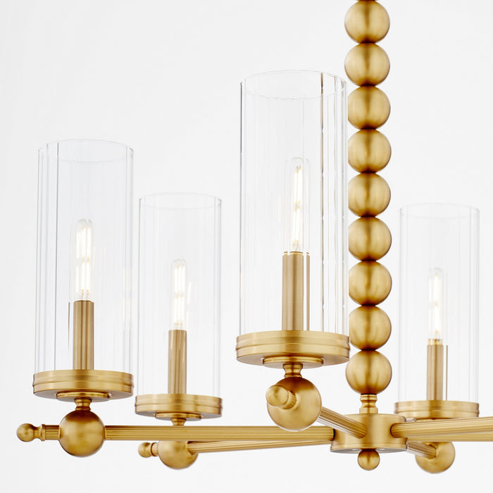 Quorum 660-6-80 Six Light Chandelier, Aged Brass