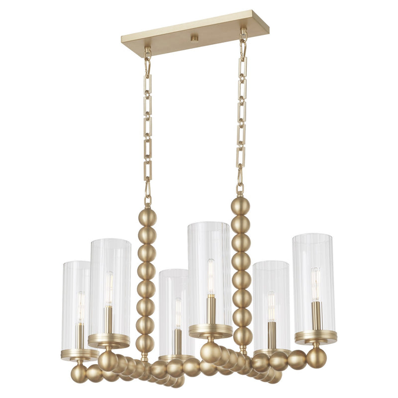 Quorum 665-6-80 Six Light Chandelier, Aged Brass