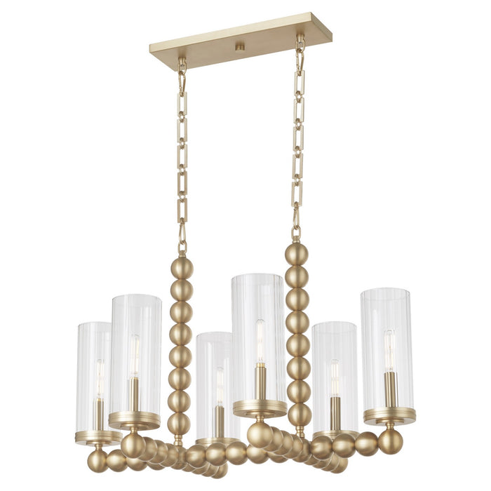 Quorum 665-6-80 Six Light Chandelier, Aged Brass