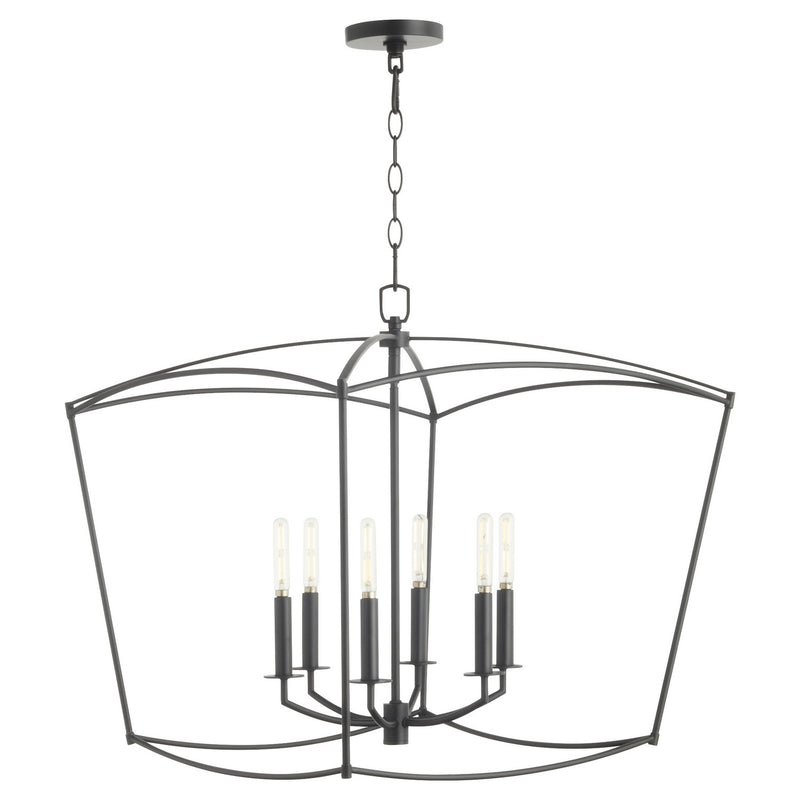 Quorum 6412-6-59 Six Light Pendant, Matte Black