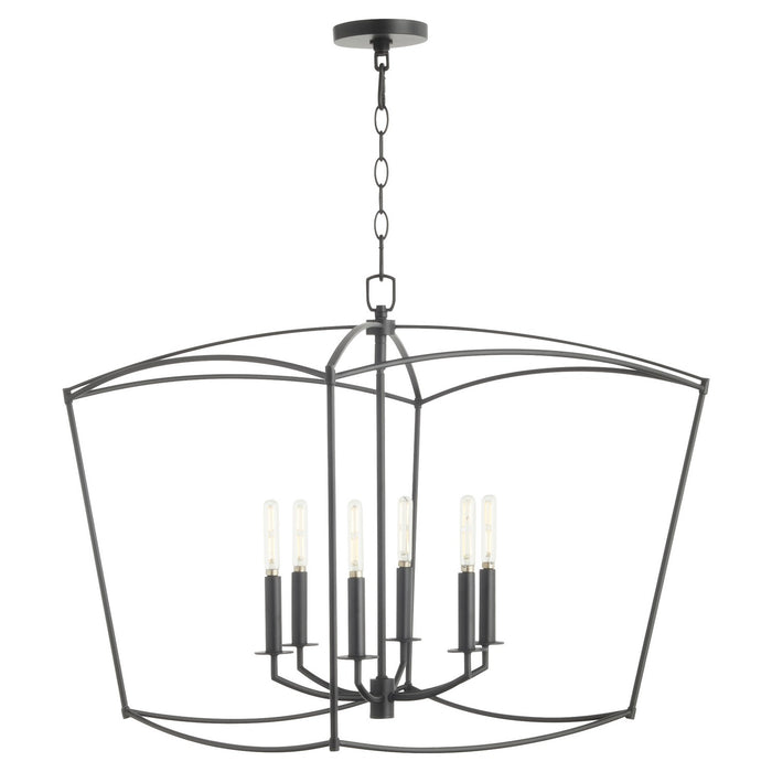 Quorum 6412-6-59 Six Light Pendant, Matte Black