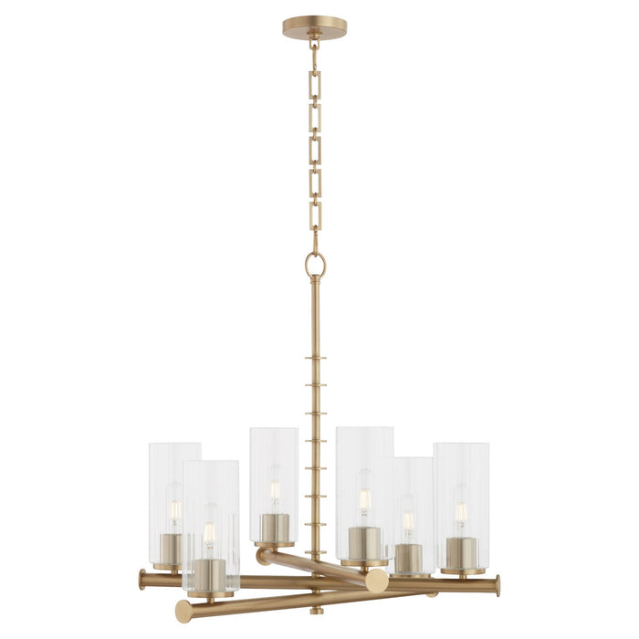 Quorum 641-6-80 Six Light Chandelier, Aged Brass
