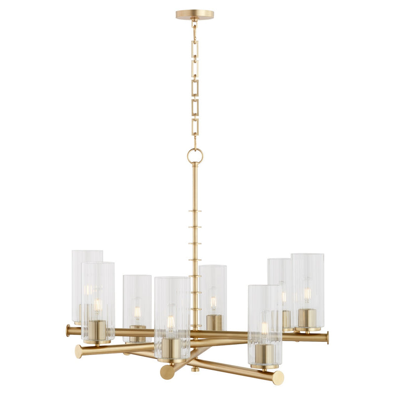 Quorum 641-8-80 Eight Light Chandelier, Aged Brass