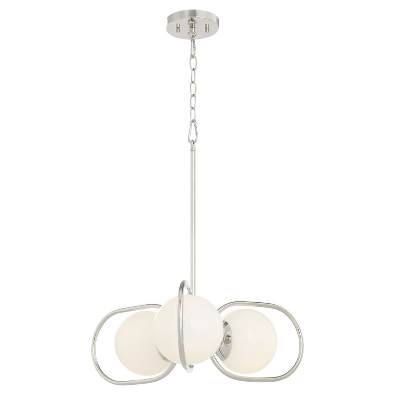Quorum 6137-3-62 Three Light Chandelier, Polished Nickel