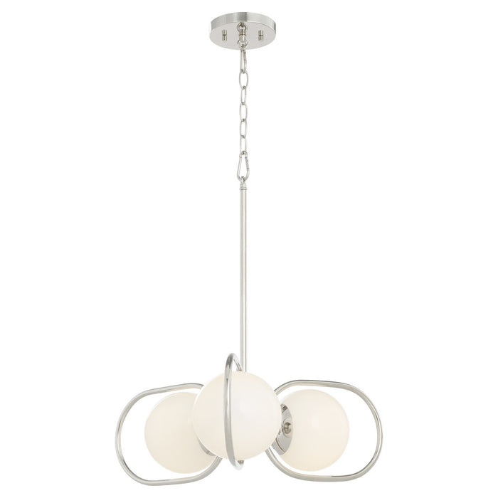 Quorum 6137-3-62 Three Light Chandelier, Polished Nickel