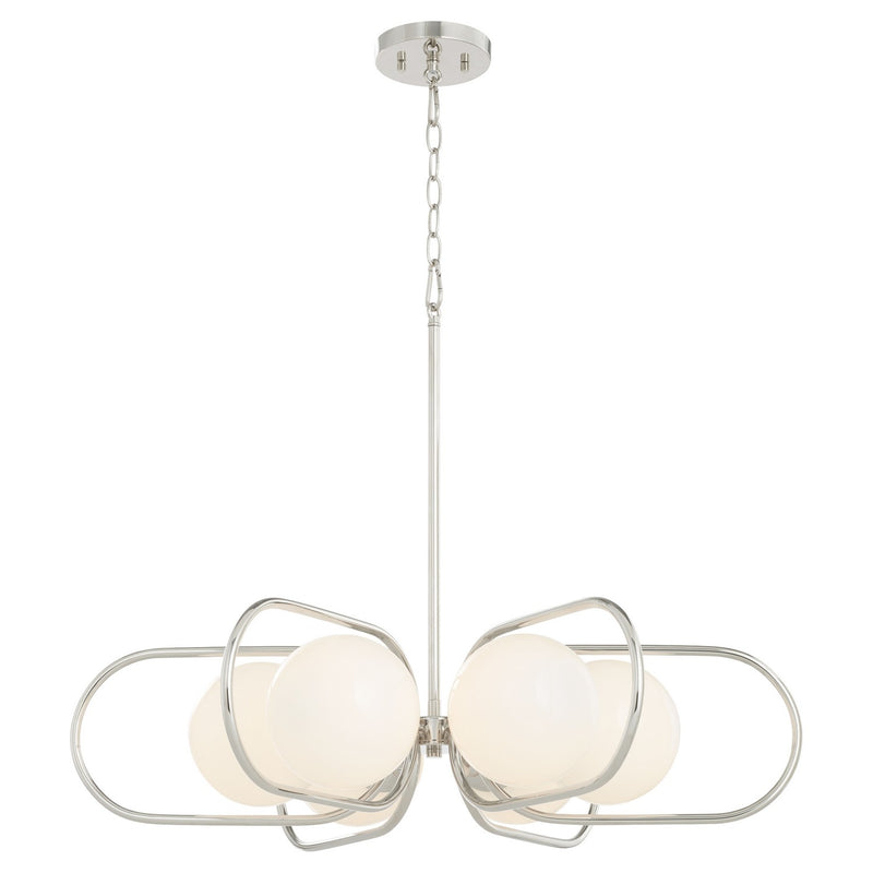Quorum 6137-6-62 Six Light Chandelier, Polished Nickel