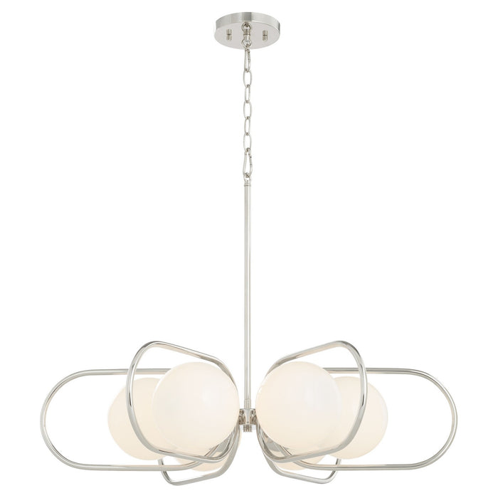 Quorum 6137-6-62 Six Light Chandelier, Polished Nickel