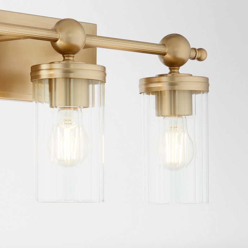Quorum 560-3-80 Three Light Vanity, Aged Brass