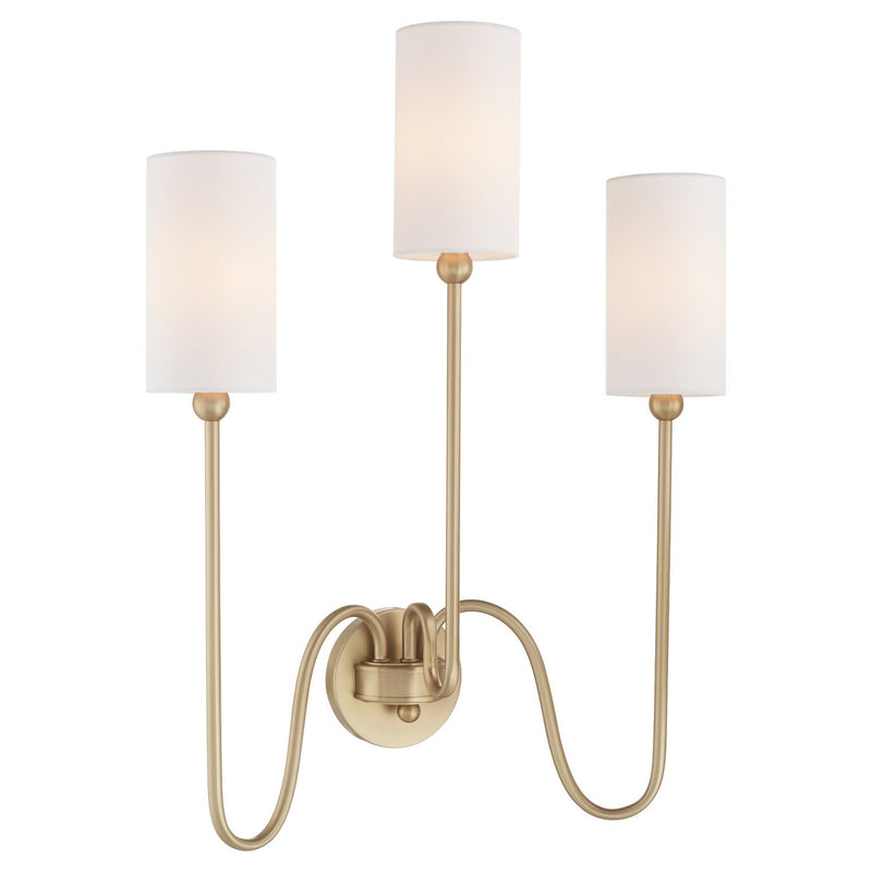Quorum 597-3-80 Three Light Wall Mount, Aged Brass