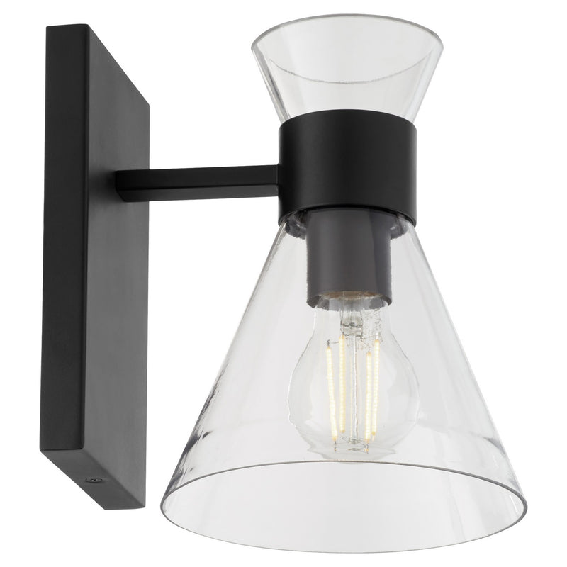 Quorum 5119-1-259 One Light Wall Mount, Matte Black w/ Clear Glass