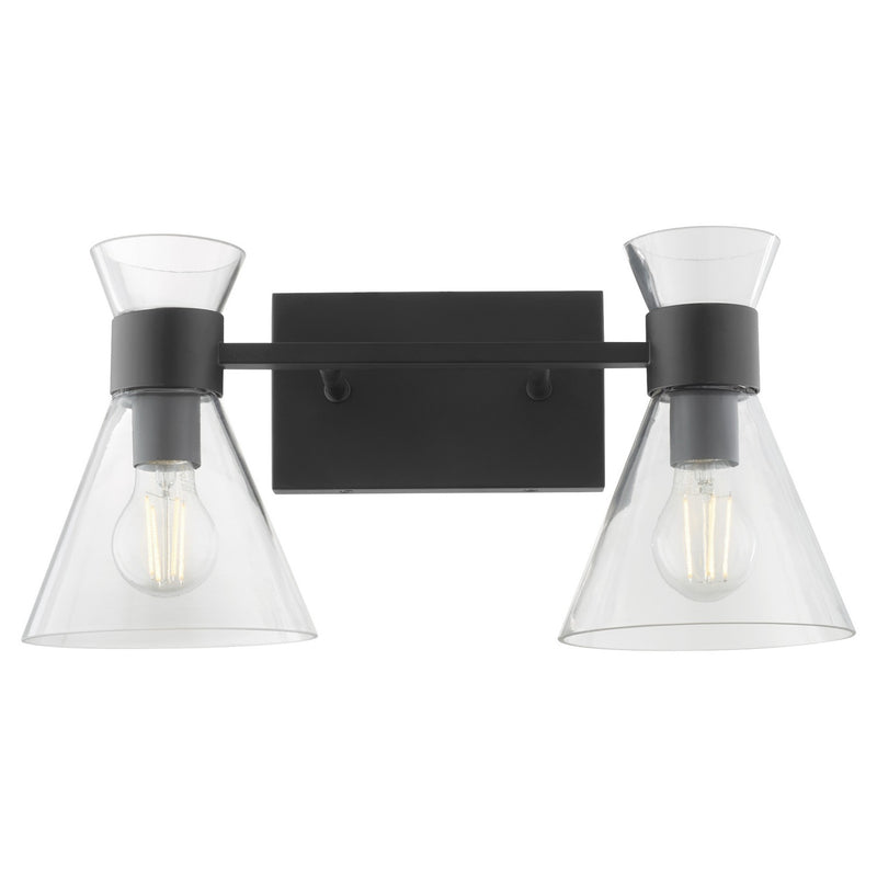 Quorum 5119-2-259 Two Light Vanity, Matte Black w/ Clear Glass
