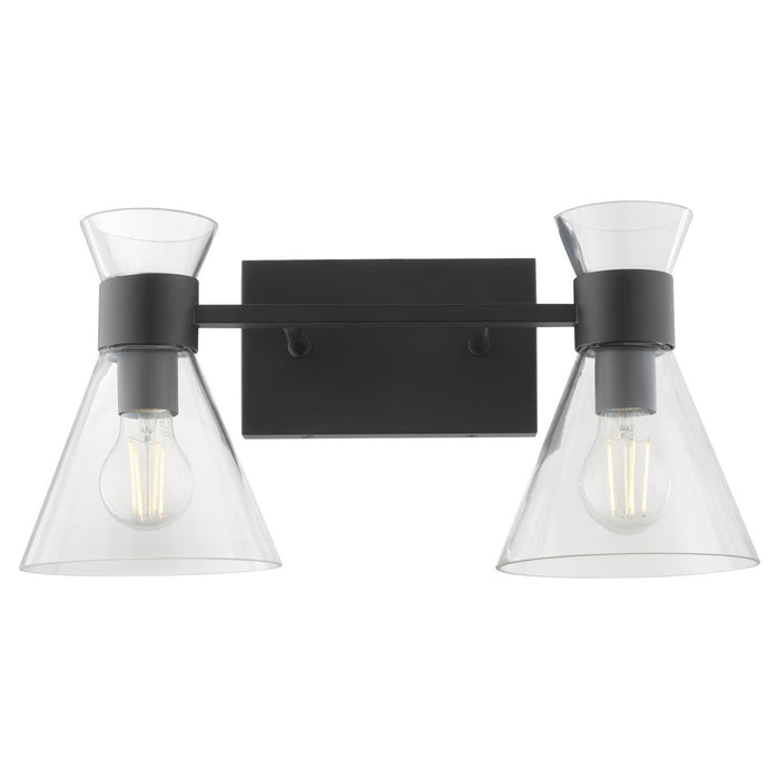 Quorum 5119-2-259 Two Light Vanity, Matte Black w/ Clear Glass