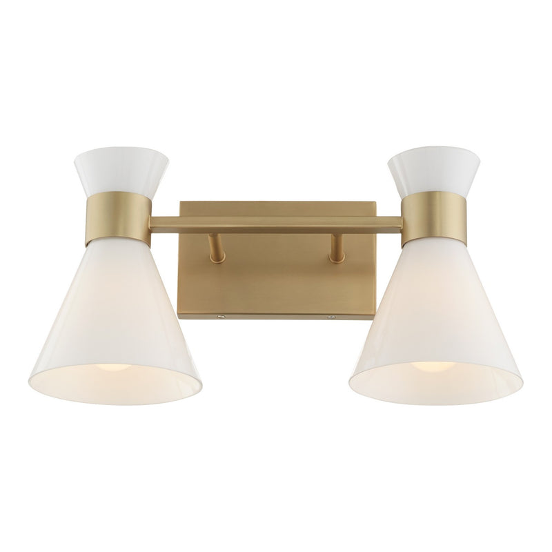 Quorum 5119-2-80 Two Light Vanity, Aged Brass w/ Gloss Opal