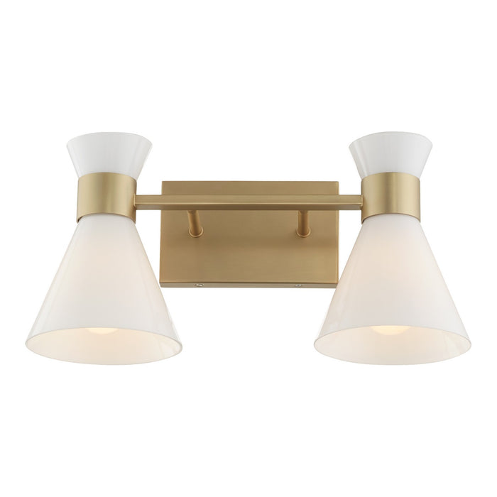 Quorum 5119-2-80 Two Light Vanity, Aged Brass w/ Gloss Opal