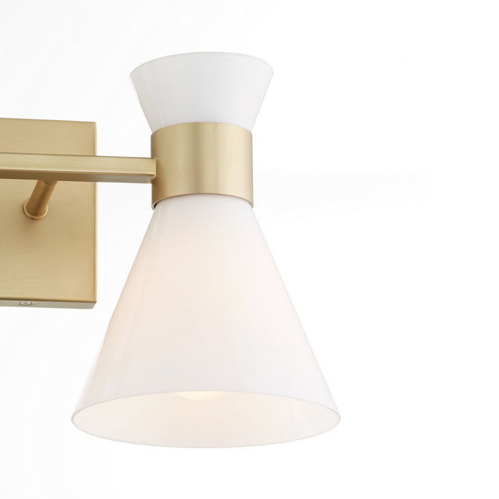 Quorum 5119-2-80 Two Light Vanity, Aged Brass w/ Gloss Opal