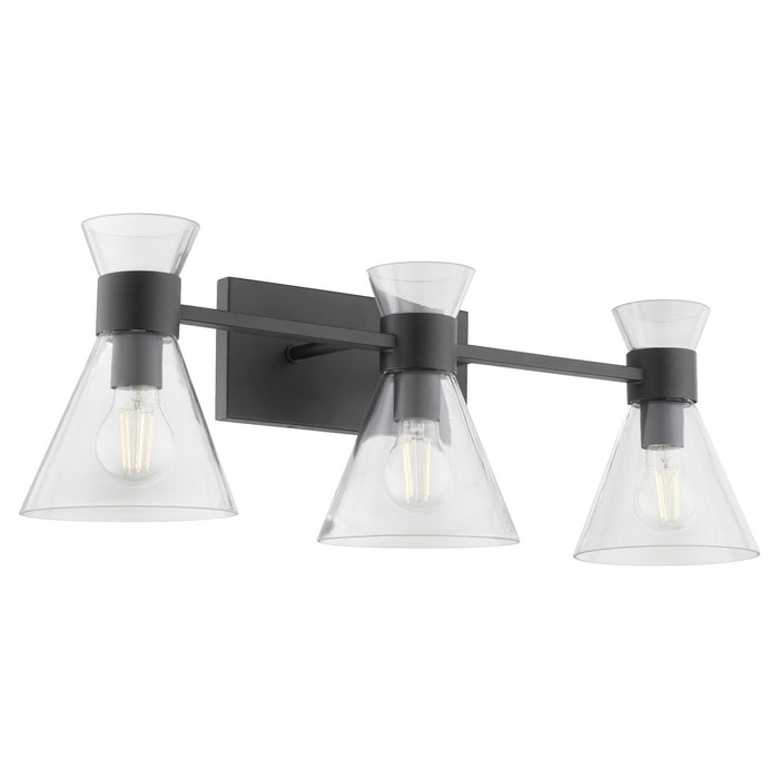 Quorum 5119-3-259 Three Light Vanity, Matte Black w/ Clear Glass