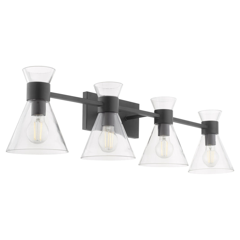 Quorum 5119-4-259 Four Light Vanity, Matte Black w/ Clear Glass