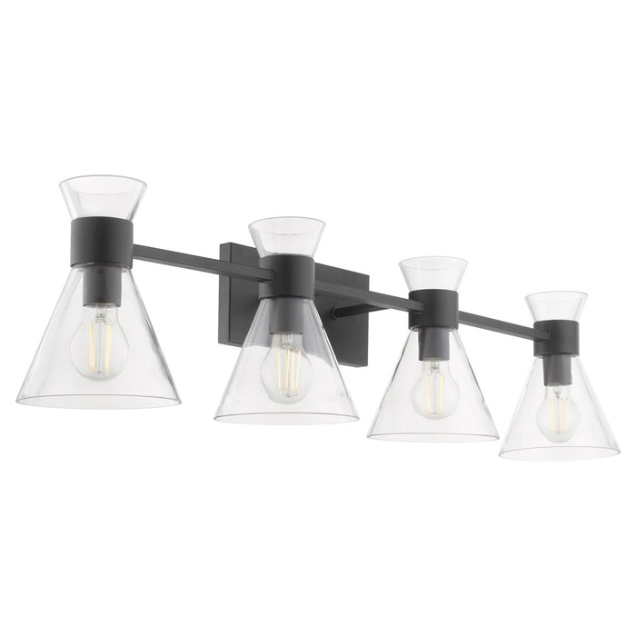Quorum 5119-4-259 Four Light Vanity, Matte Black w/ Clear Glass