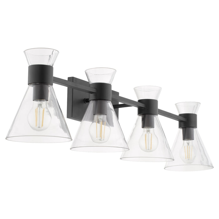 Quorum 5119-4-259 Four Light Vanity, Matte Black w/ Clear Glass