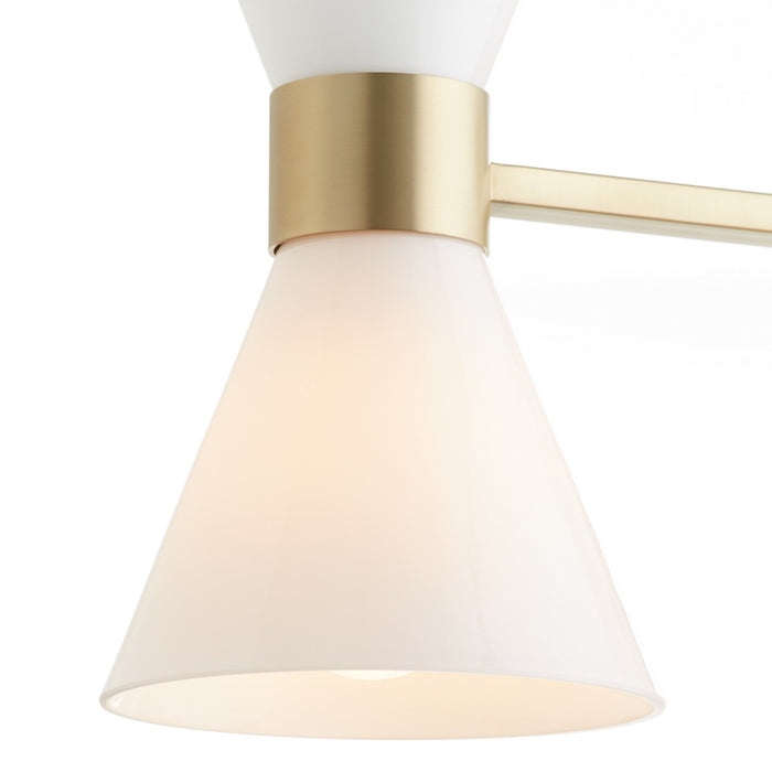 Quorum 5119-4-80 Four Light Vanity, Aged Brass w/ Gloss Opal