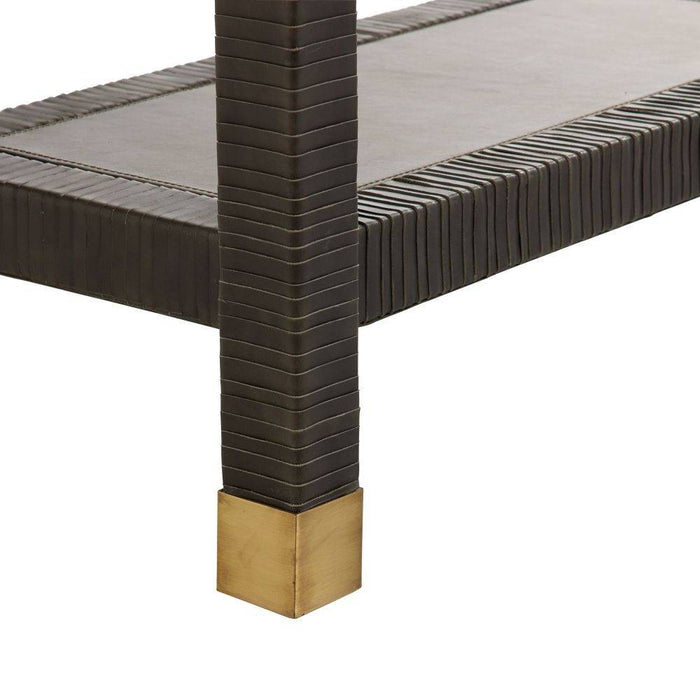 Arteriors 4663 Console, Graphite Leather