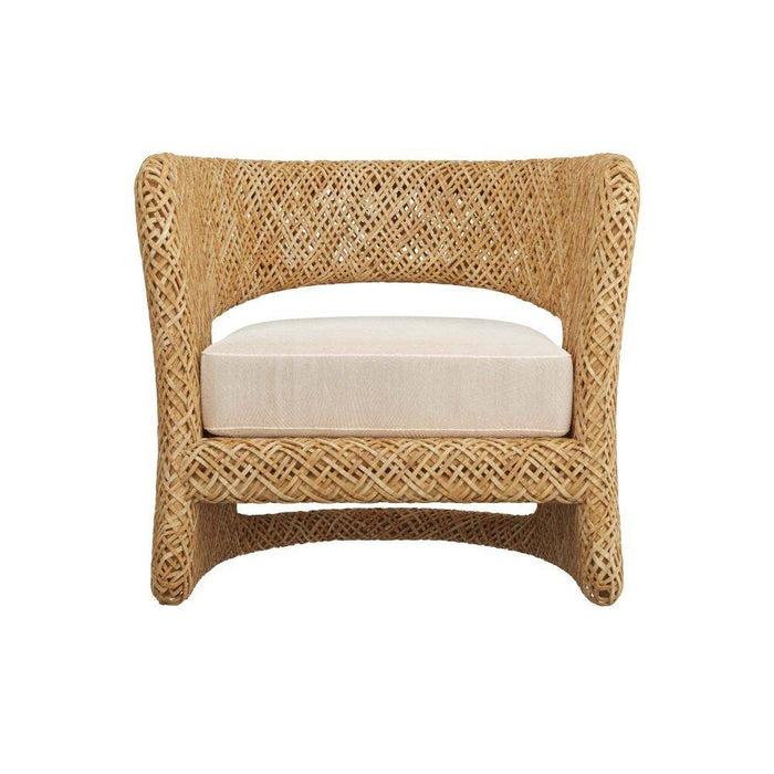 Arteriors 5751 Lounge Chair, Textured Ivory/Natural Rattan