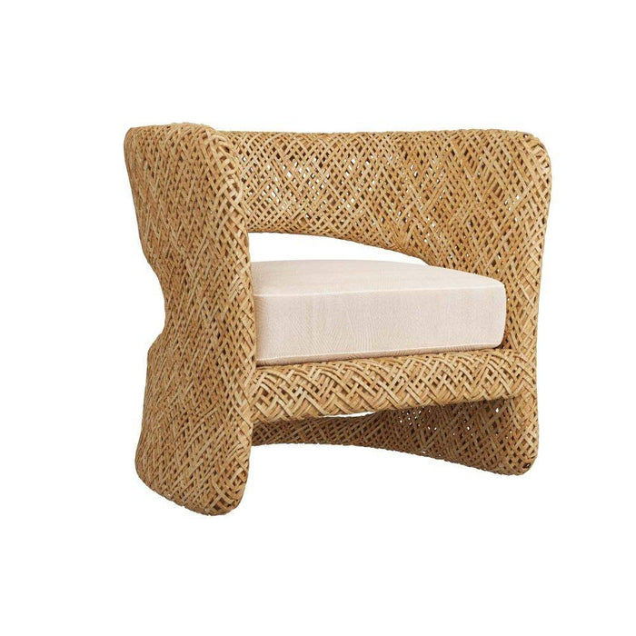 Arteriors 5751 Lounge Chair, Textured Ivory/Natural Rattan