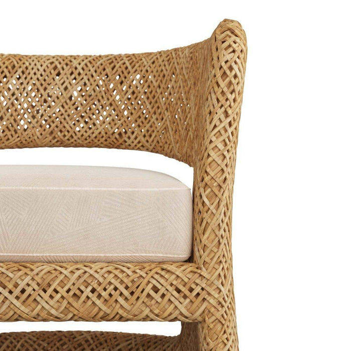 Arteriors 5751 Lounge Chair, Textured Ivory/Natural Rattan