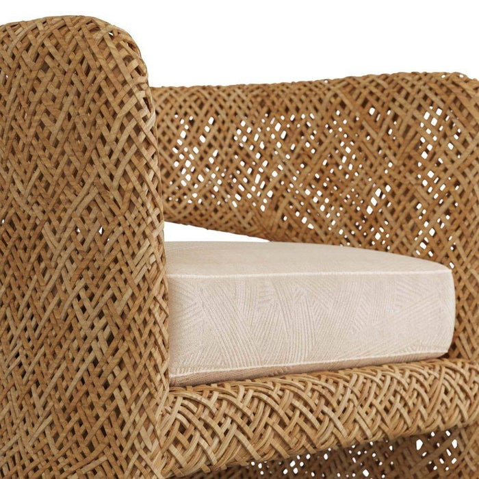 Arteriors 5751 Lounge Chair, Textured Ivory/Natural Rattan