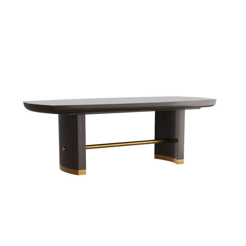 Arteriors 5760 Dining Table, Ebony Oak Veneer/Vintage Brass