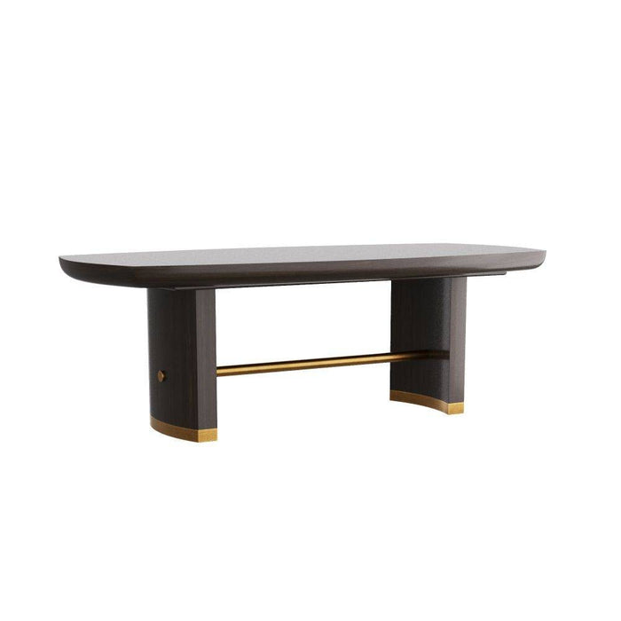 Arteriors 5760 Dining Table, Ebony Oak Veneer/Vintage Brass