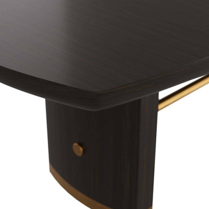 Arteriors 5760 Dining Table, Ebony Oak Veneer/Vintage Brass