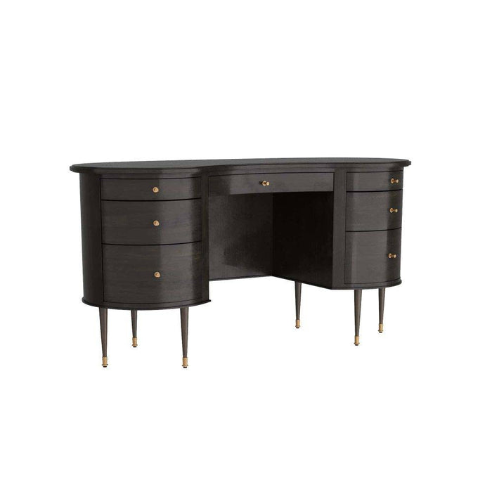 Arteriors 5762 Desk, Ebony Oak Veneer/Vintage Brass