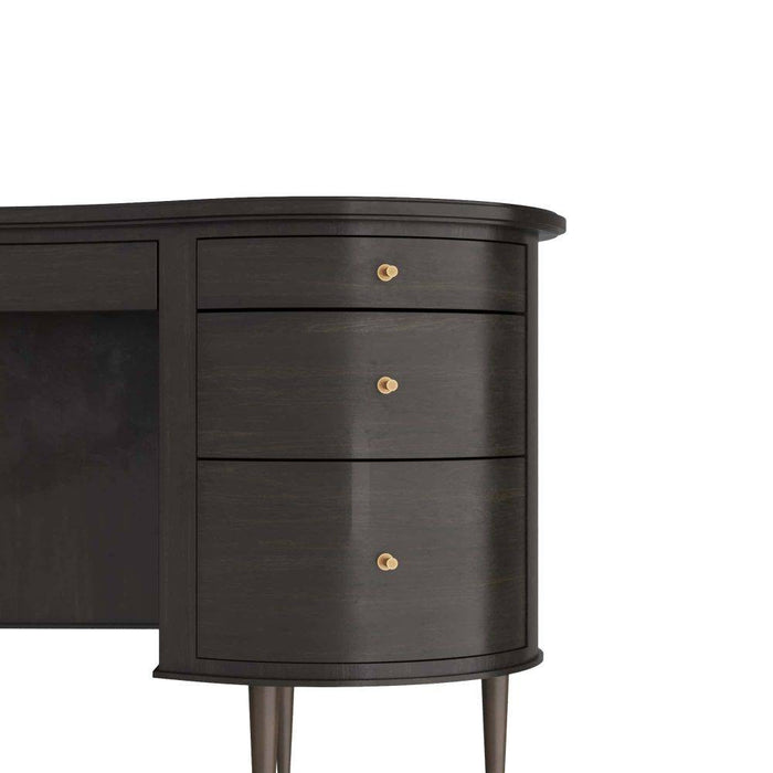 Arteriors 5762 Desk, Ebony Oak Veneer/Vintage Brass