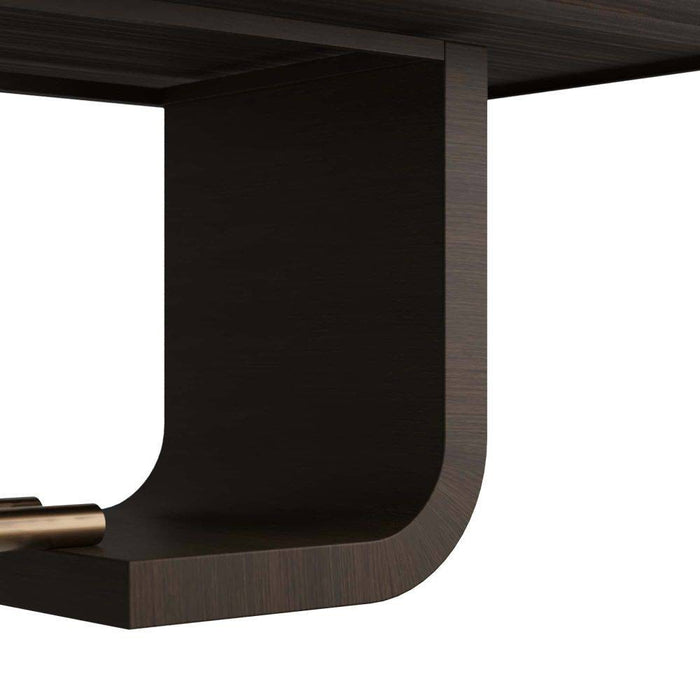 Arteriors 5779 Dining Table, Ebony Acacia Veneer/Antique Brass