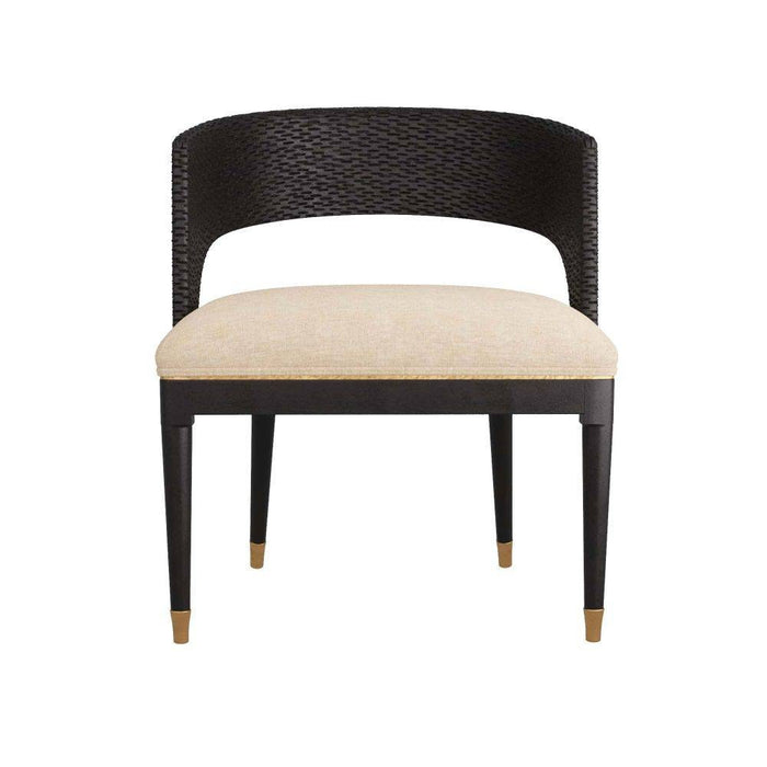 Arteriors 6243 Dining Chair, Ebony Wood/Antique Brass/Natural Linen