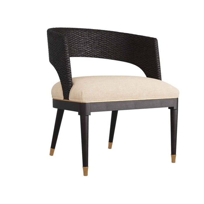 Arteriors 6243 Dining Chair, Ebony Wood/Antique Brass/Natural Linen