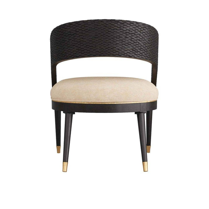 Arteriors 6243 Dining Chair, Ebony Wood/Antique Brass/Natural Linen
