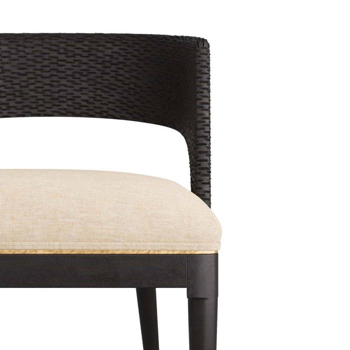 Arteriors 6243 Dining Chair, Ebony Wood/Antique Brass/Natural Linen