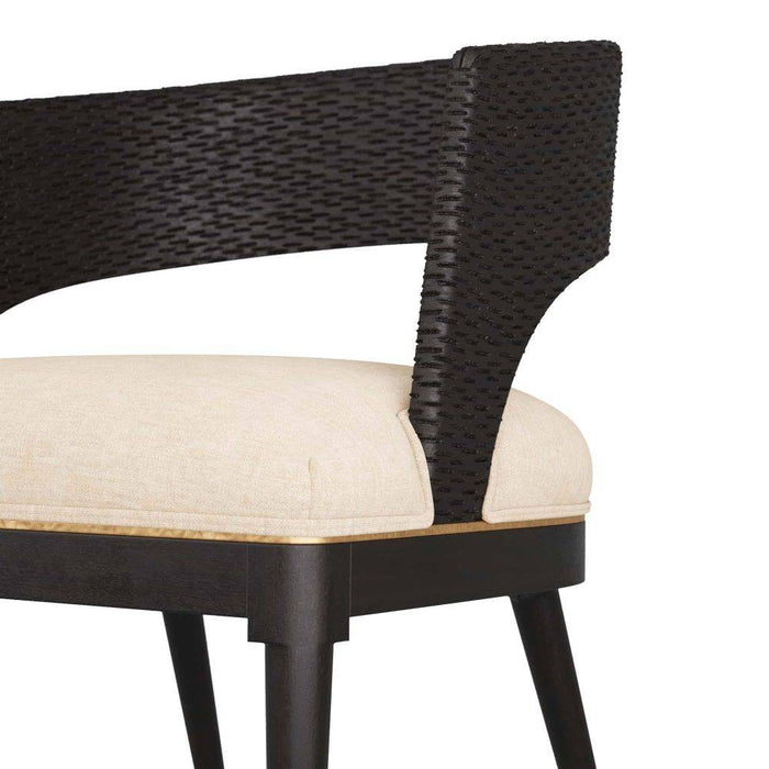 Arteriors 6243 Dining Chair, Ebony Wood/Antique Brass/Natural Linen